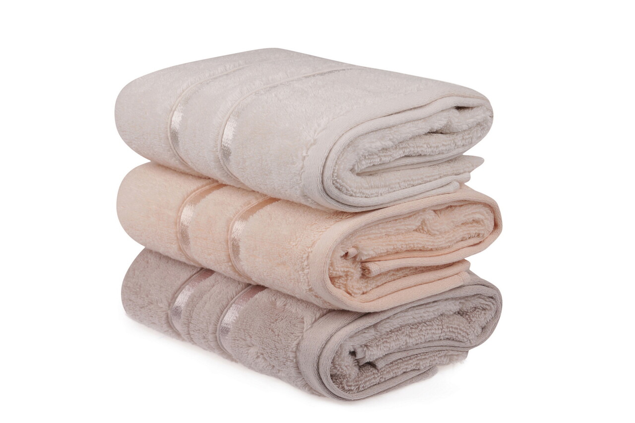 Set prosoape, L'essentiel Maison, Dolce, Galben deschis / Liliac deschis / Somon - imagine 7